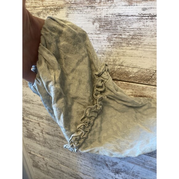 Altar d' State Smocked Crop Top Women Size Large Green Rayon Ruffle Boho Hippie - Picture 5 of 7